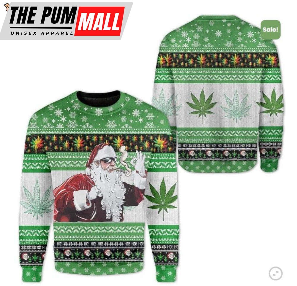 Santa Cannabis Plants Ugly Christmas Sweater, Xmas Sweater, Christmas Gift Sweatshirt, Gift Man/ Women/Kid