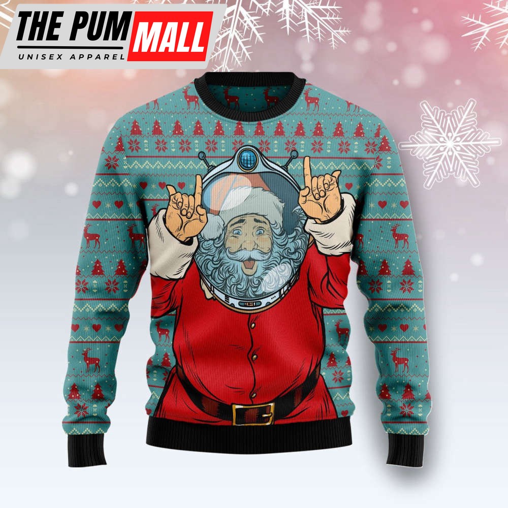 Santa Claus Astronaut Ugly Christmas Sweater Gift