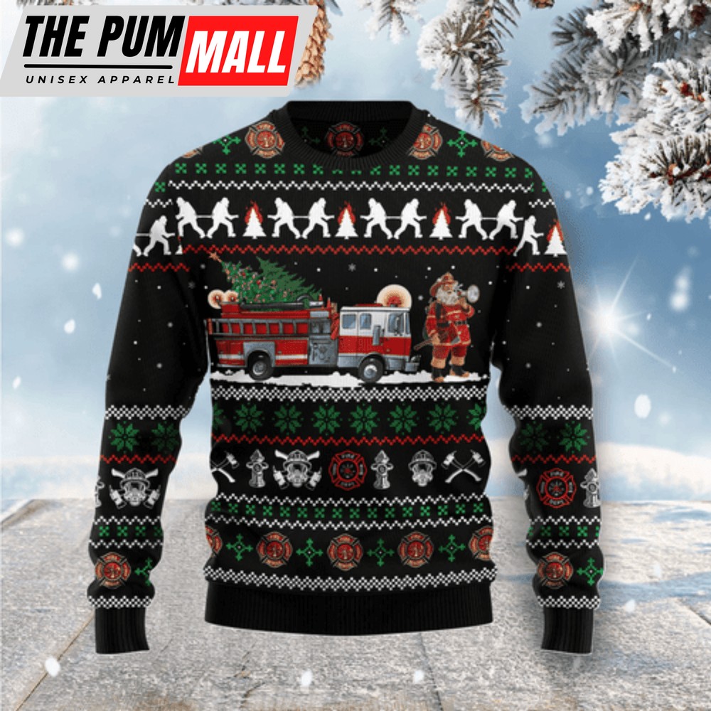 Santa Claus Firefighter Ugly Christmas Sweater