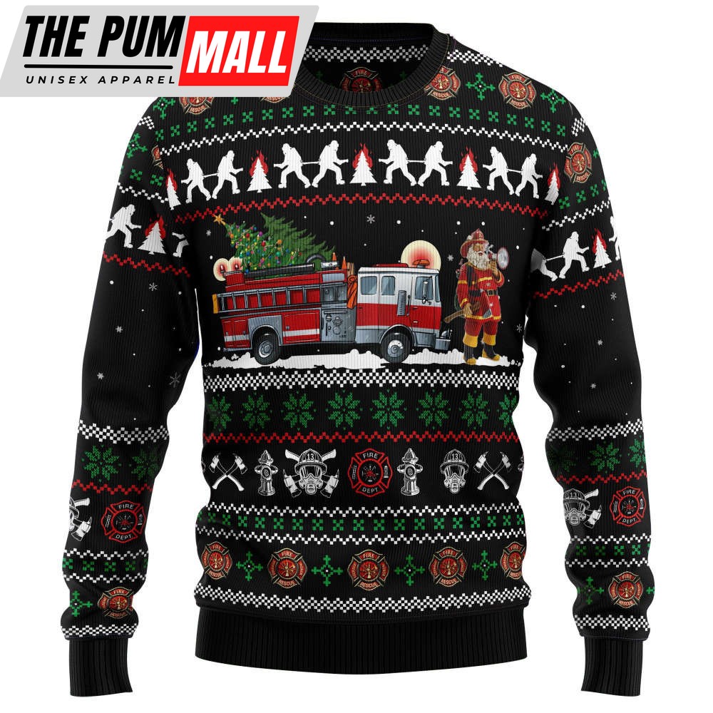 Santa Claus Firefighter Ugly Christmas Sweater, Best Gift For Christmas 2023