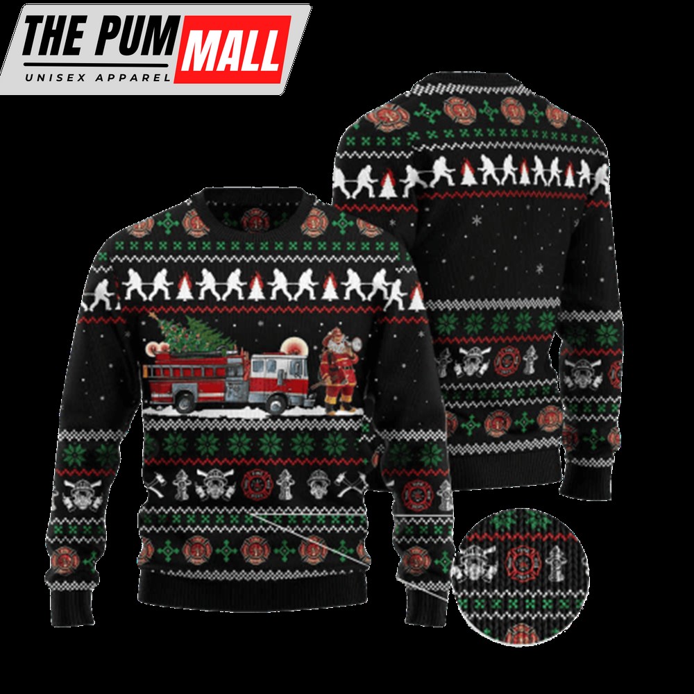 Santa Claus Firefighter Ugly Christmas Sweater For Men & Women