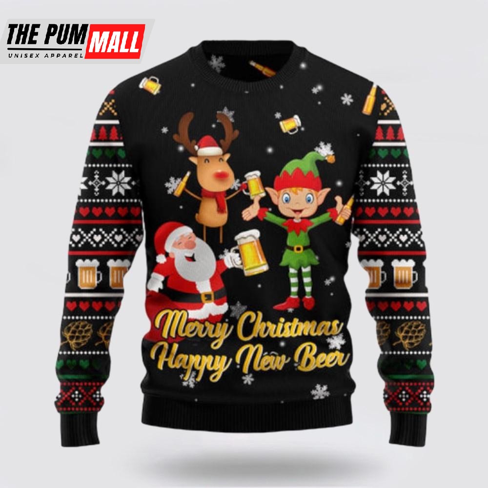 Santa Claus Happy Ugly Sweater, Funny Santa Sweaters