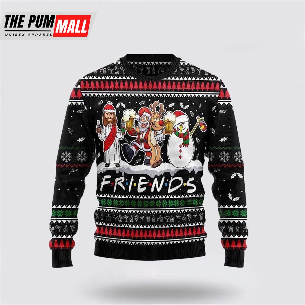 Santa Claus Jesus Friends Ugly Christmas Sweater