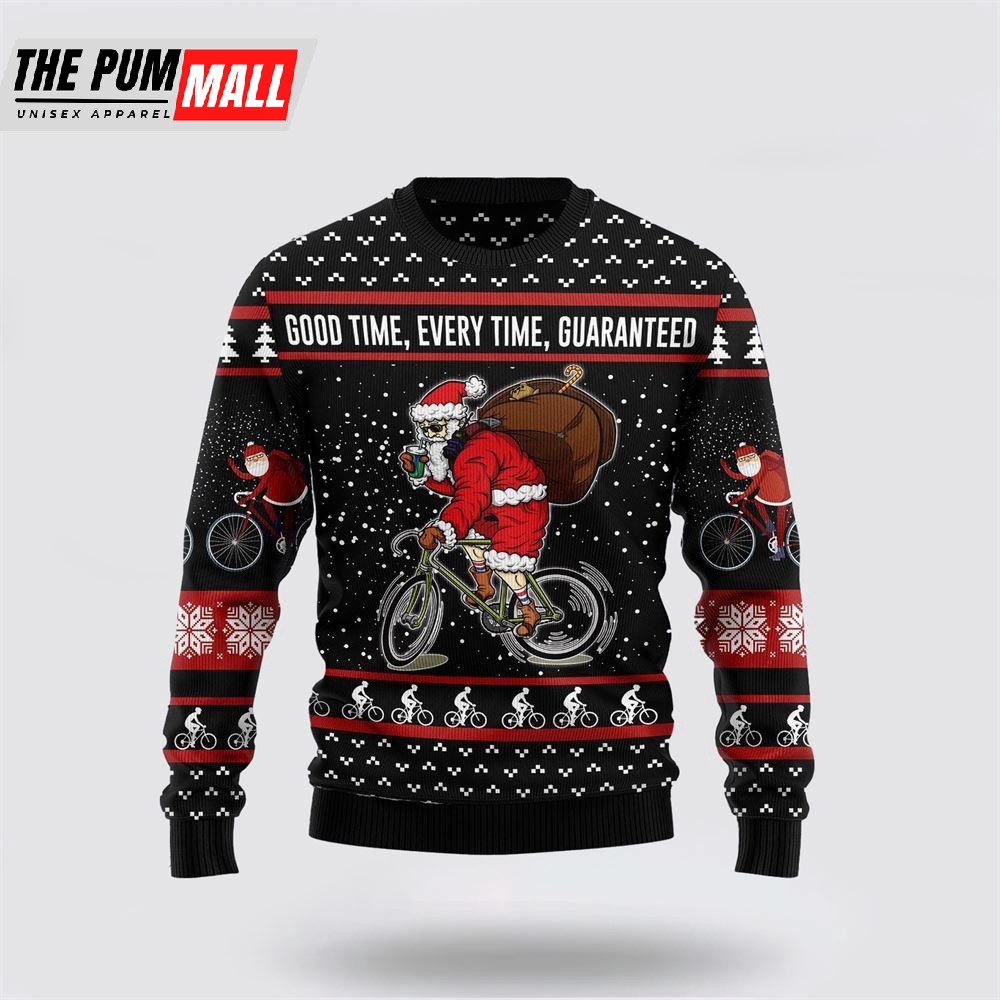 Santa Claus Love Biking Ugly Christmas Sweater