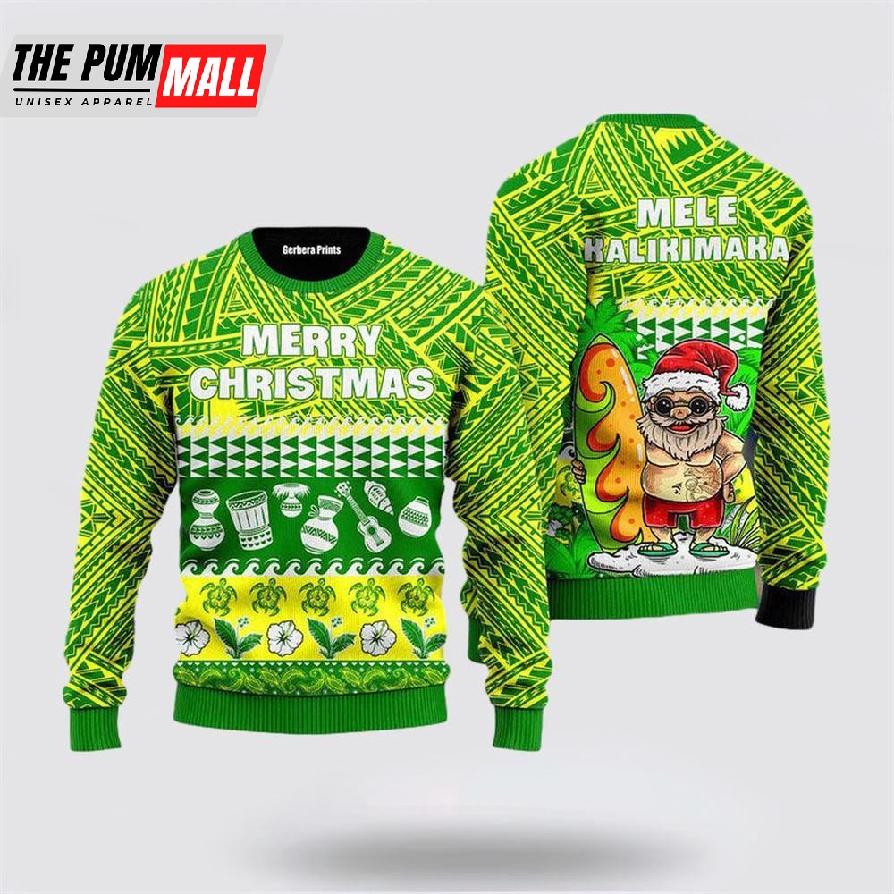 Santa Claus Mele Kalikimaka Christmas Sweater