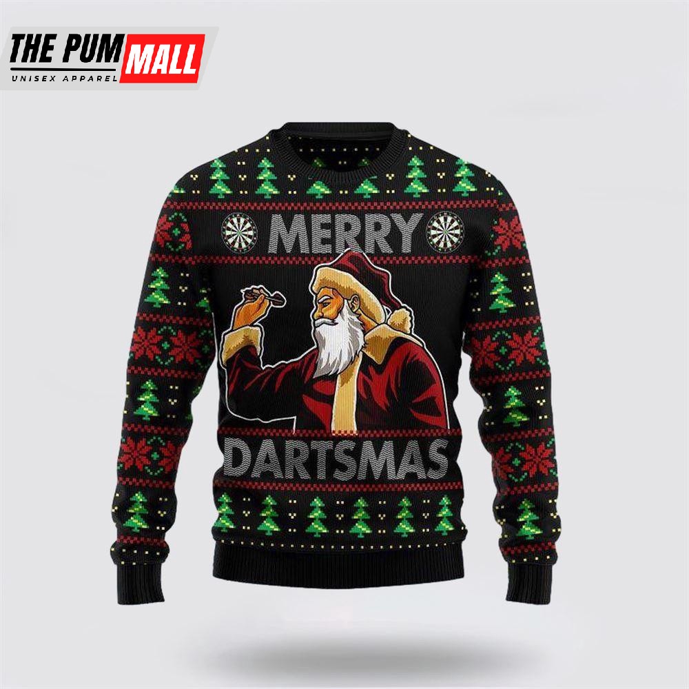Santa Claus Merry Dartsmas Ugly Christmas Sweater
