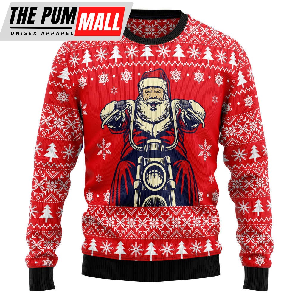Santa Claus Ride A Motorcycle HZ100506 Ugly Christmas Sweater