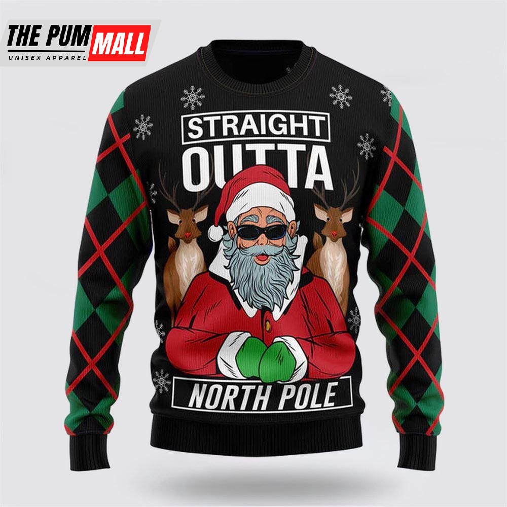 Santa Claus Straight Outta North Pole Ugly Christmas Sweater