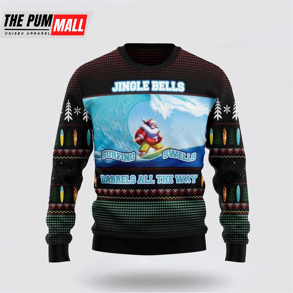 Santa Claus Surfing Ugly Christmas Sweater