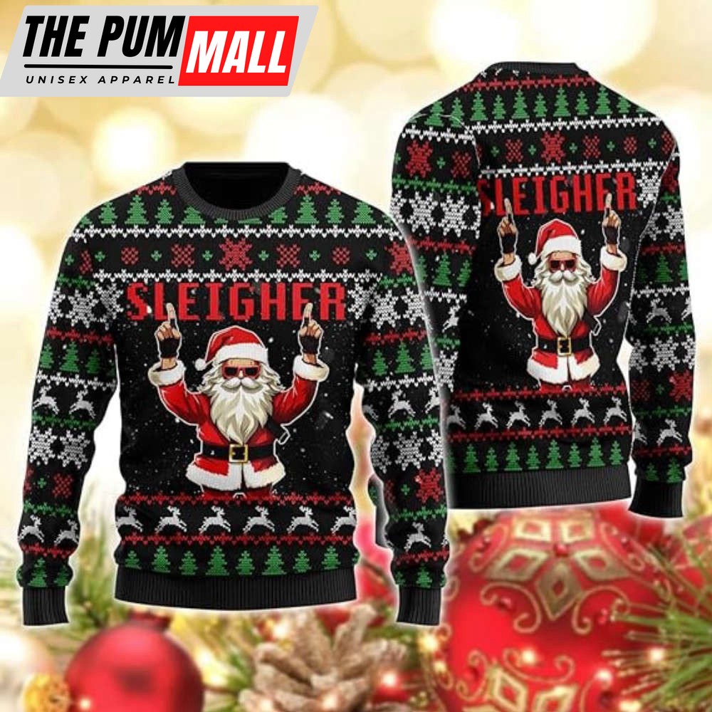 Santa Claus Ugly Christmas Sweater, Ugly Sweater Crew Neck Sweatshirt Gift For Family