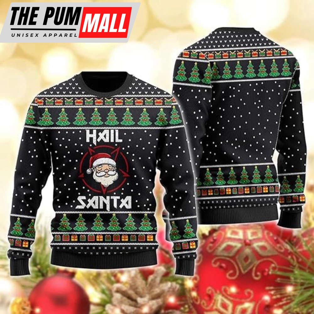 Santa Claus Ugly Christmas Sweater, Ugly Sweater Xmas Crew Neck Sweatshirt For Christmas