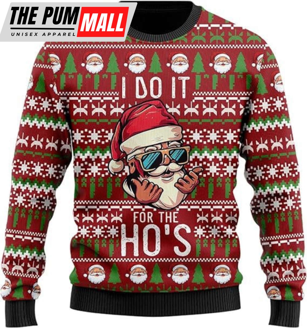 Santa Claus Ugly Christmas Sweater, Ugly Sweater Xmas Crew Neck Sweatshirt For Family