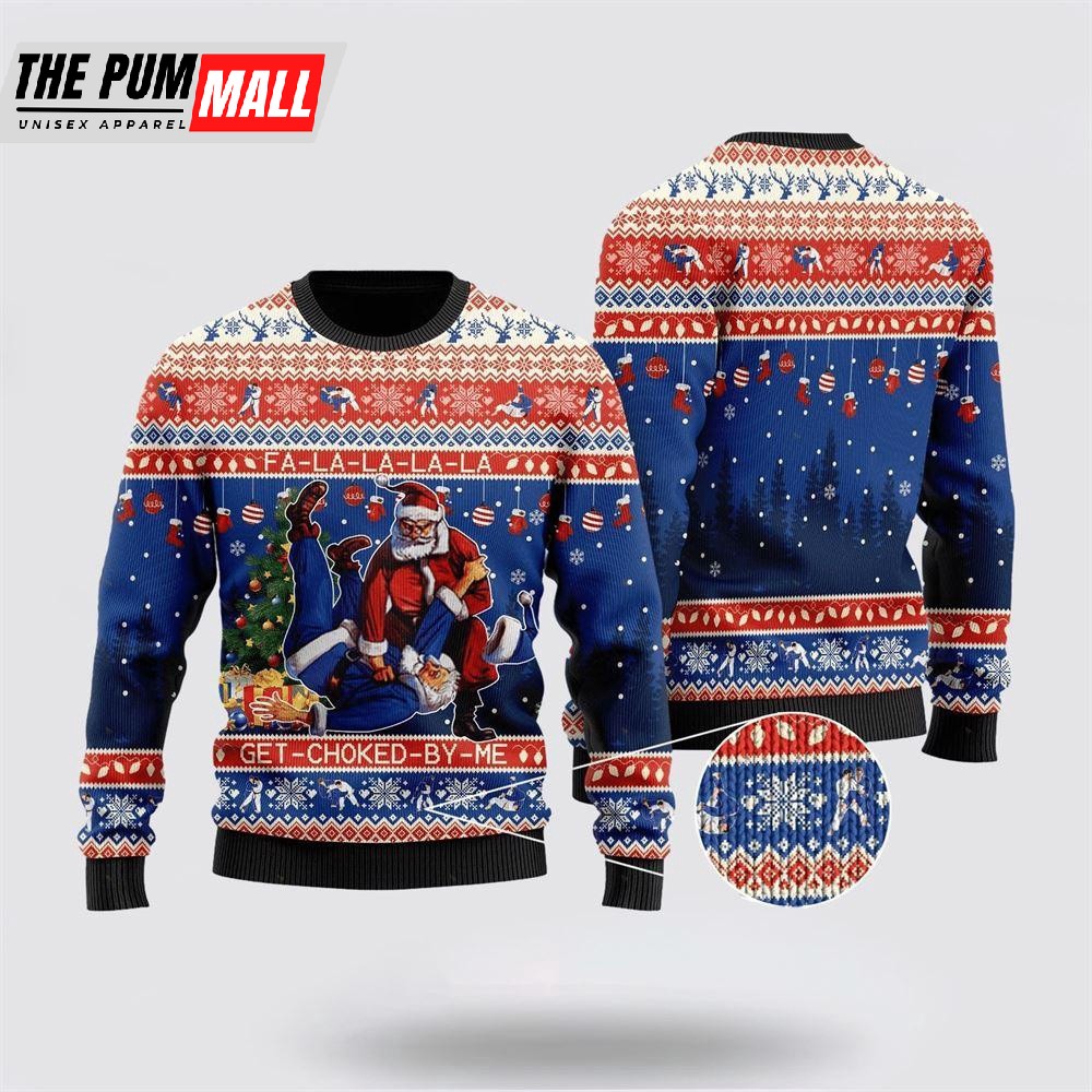 Santa Claus With Sayings FA-LA-LA-LA-LA Ugly Christmas Sweater