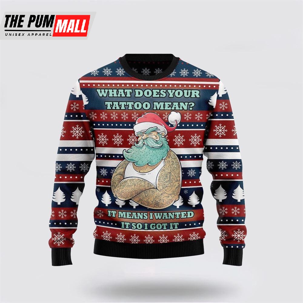 Santa Clause Love Tattoo Ugly Christmas Sweater