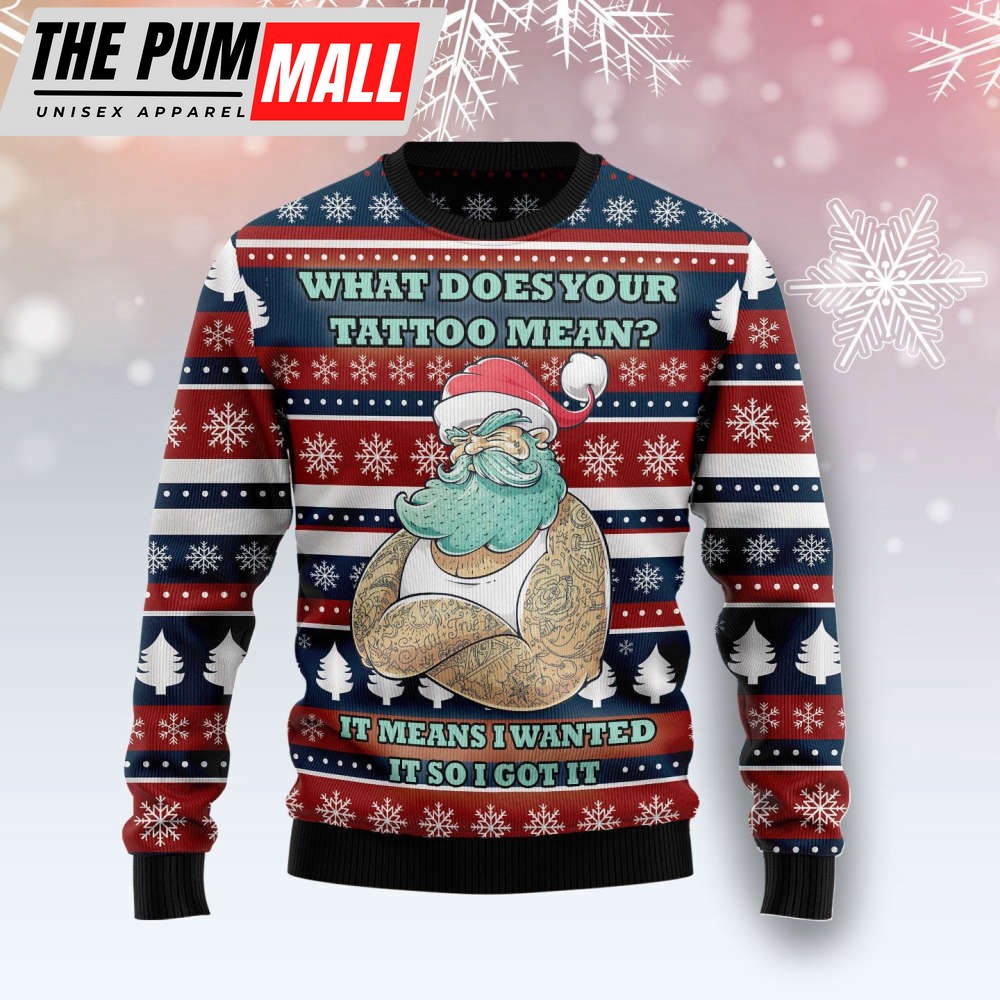Santa Clause Love Tattoo Ugly Christmas Sweater, Best Gift For Christmas 2023