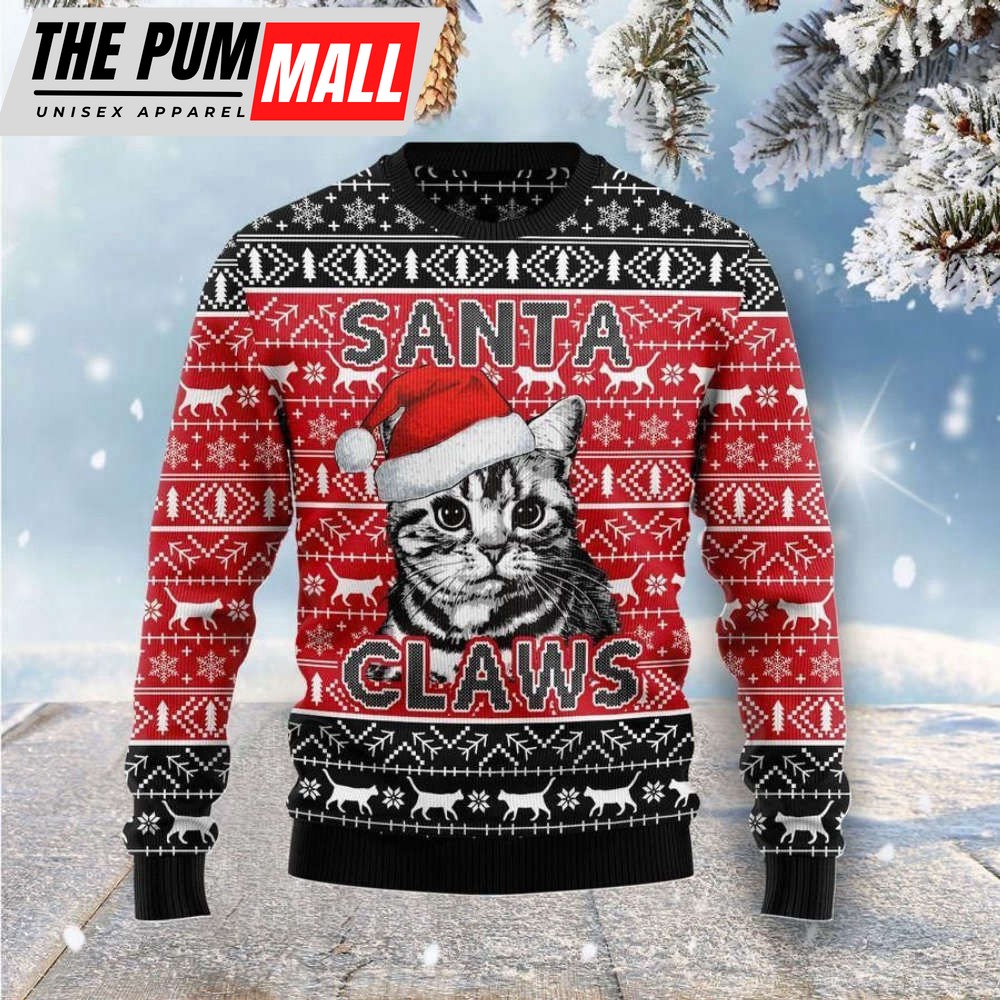Santa Claws Cat Ugly Christmas Sweater, Christmas Gift For Men And Women