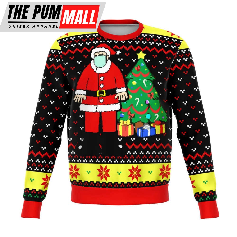 Santa Face Mask Cringe Ugly Christmas Sweater, Gift For Christmas