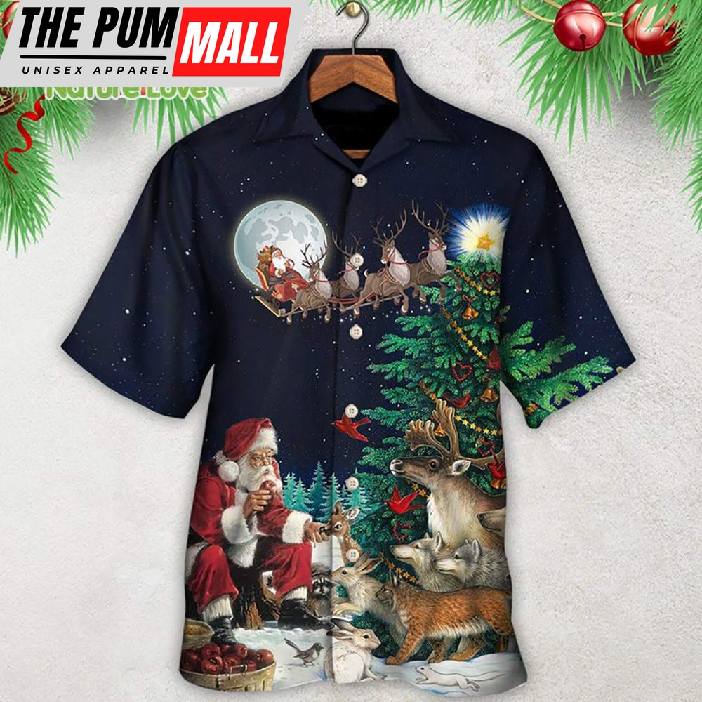 Santa Giving Gifts For Everyone Night Before Christmas Hawaiian Shirt