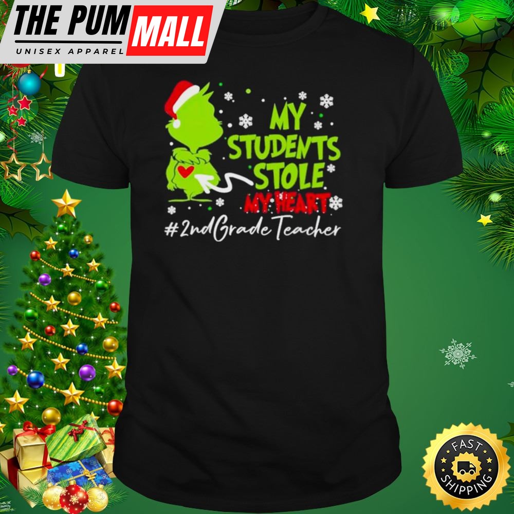 Santa Grinch My Students Stole My Heart #2nd Grade Christmas Shirt