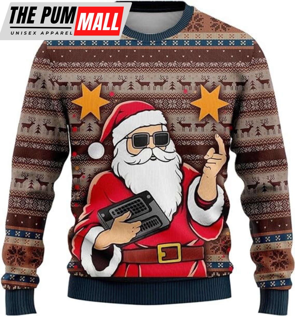 Santa & Jesus Ugly Christmas Sweaters, Merry Christmas Mens Sweater Gift For Family