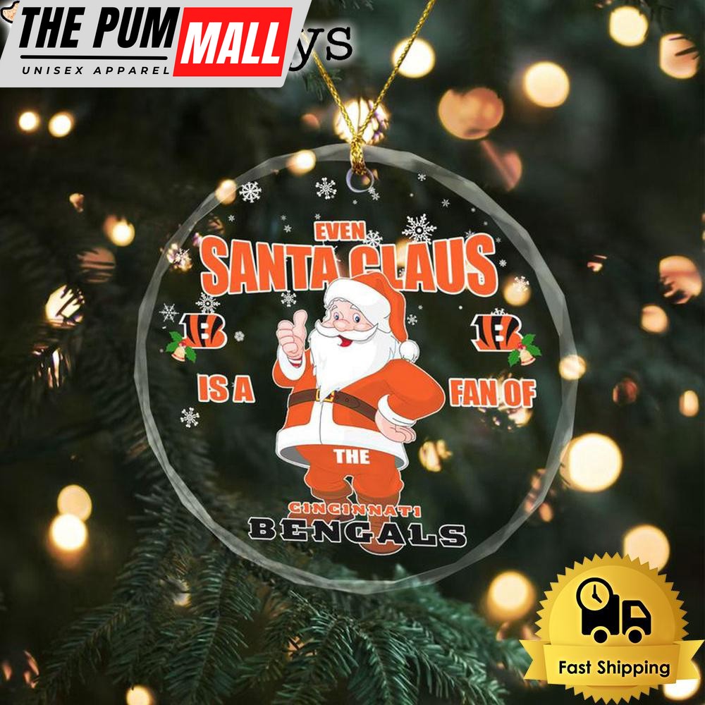 Santa Love NFL Cincinnati Bengals Christmas Crystal Glass Ornament Limited Edition