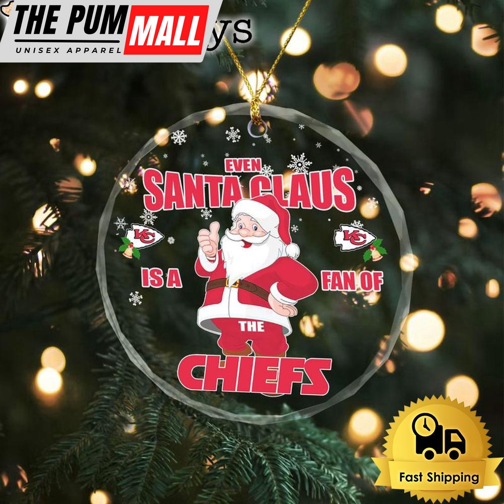 Santa Love NFL Kansas City Chiefs Christmas Crystal Glass Ornament Limited Edition