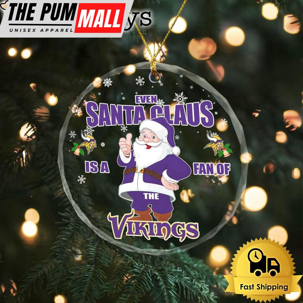 Santa Love NFL Minnesota Vikings Christmas Crystal Glass Ornament Limited Edition