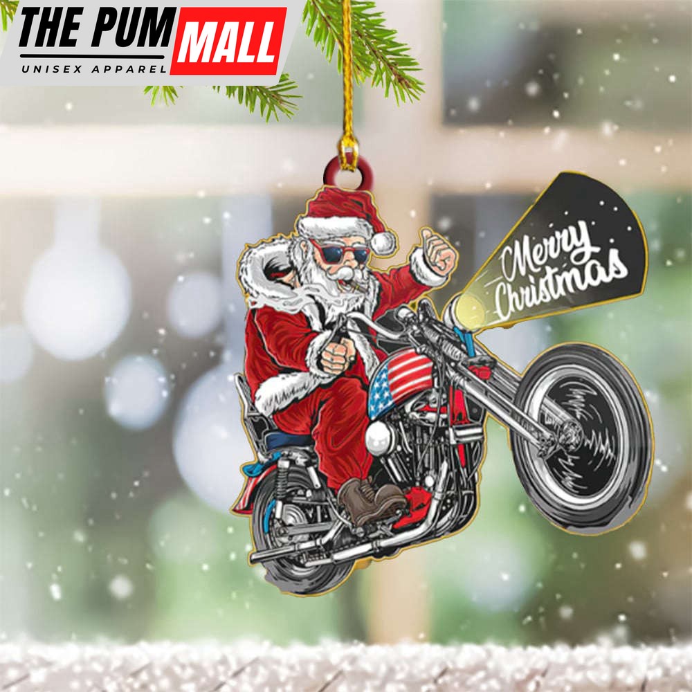 Santa Motorcycle Christmas Ornament Santa Riding A Motorcycle Ornament 2023 Limited Edition