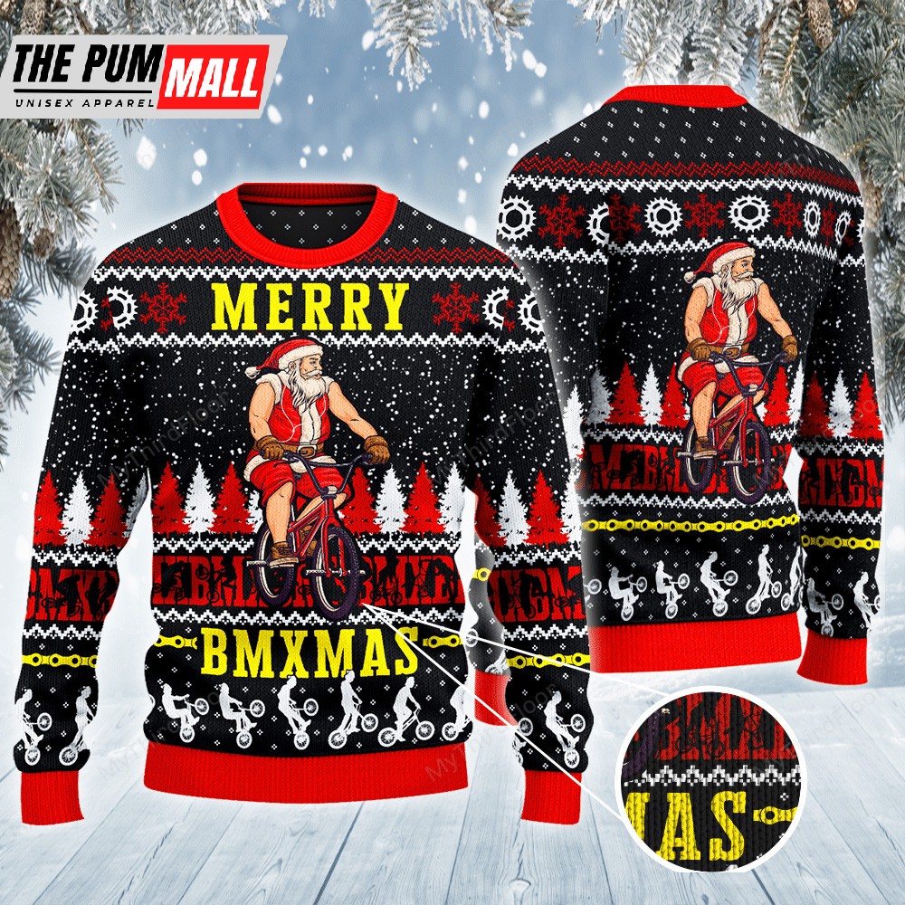 Santa On BMX Merry BMXMAS Ugly Sweater