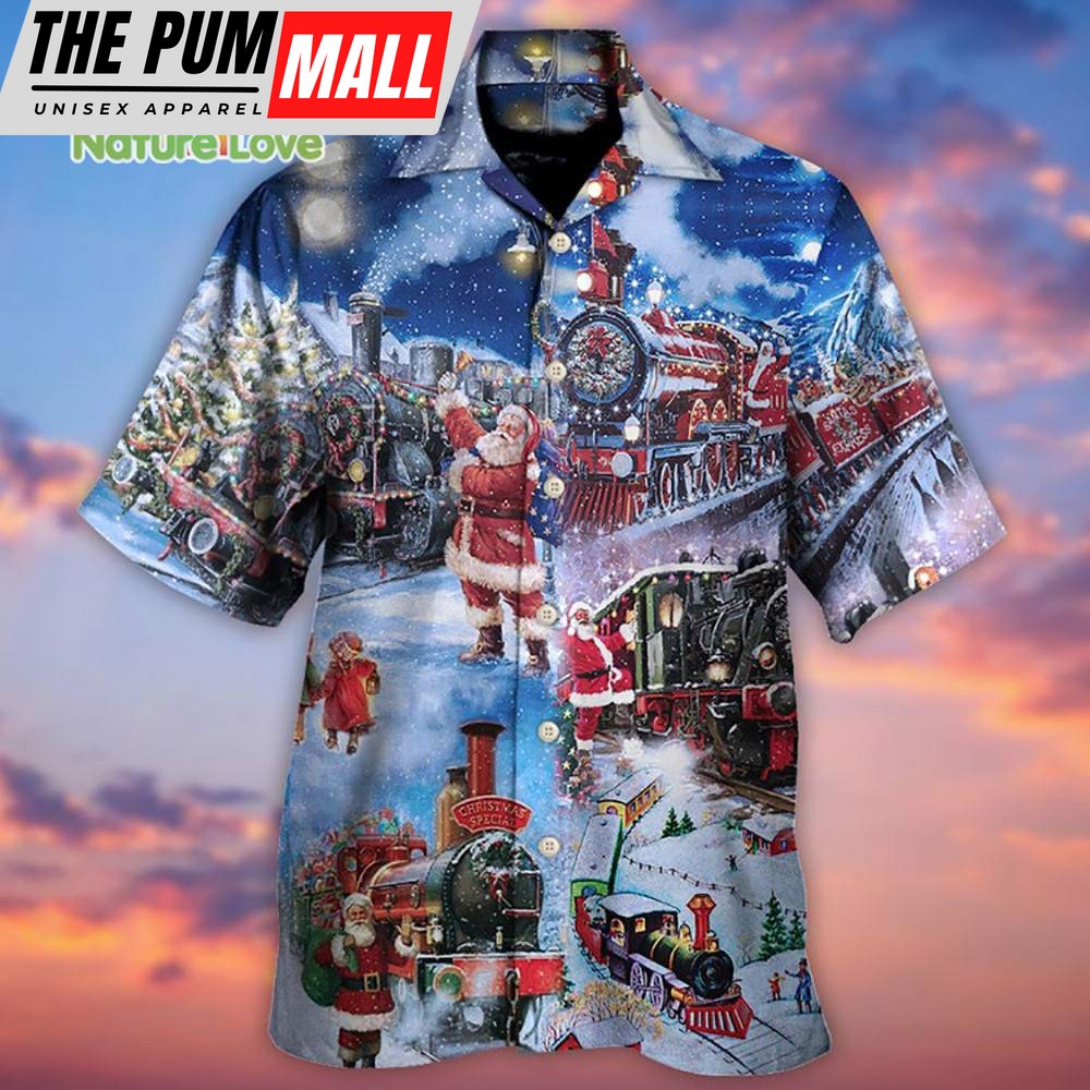 Santa Train Magical Polar Express Merry Christmas Hawaiian Shirt