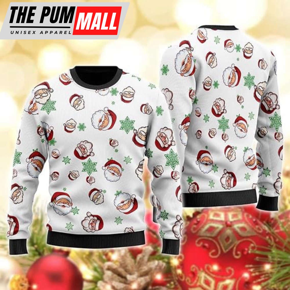 Santa Ugly Christmas Sweater, St. Nick Mens Ugly Sweater Crew Neck Sweatshirt For Family