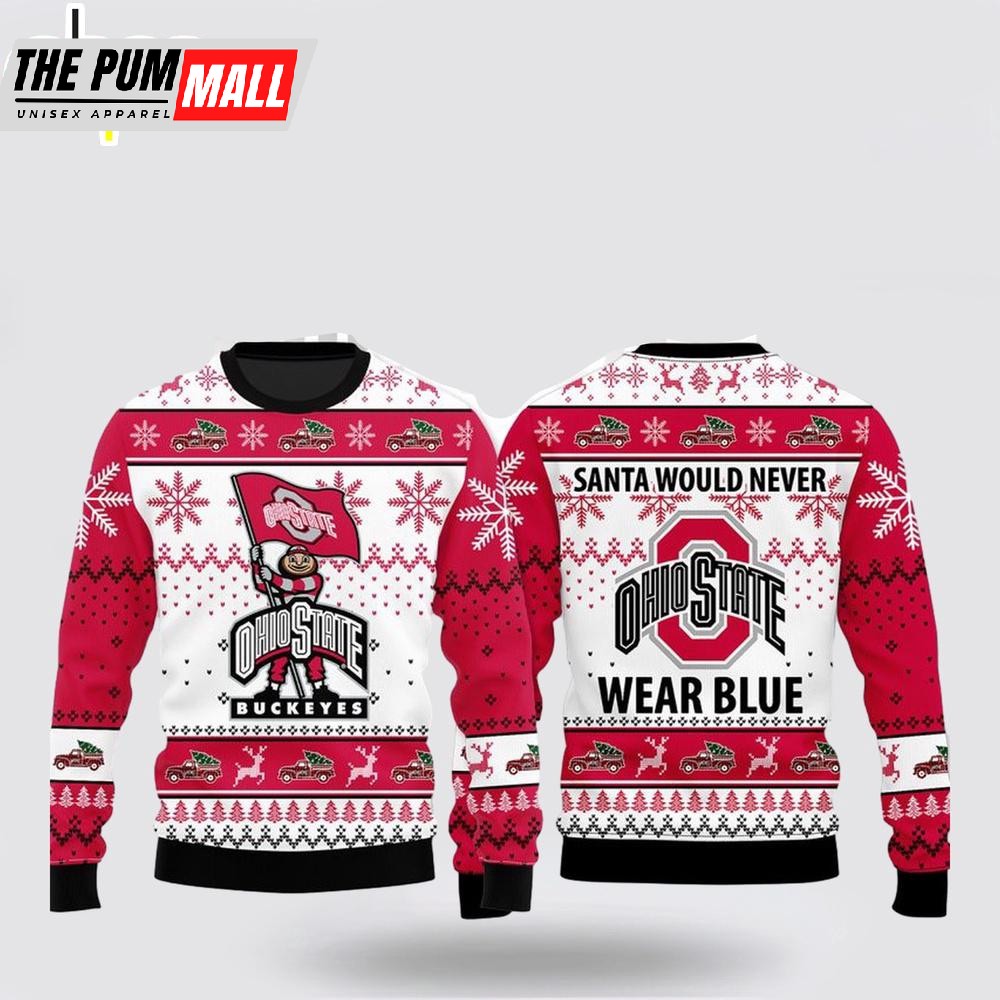 Santa Would Never Wear Blue Merry Christmas Sweater Shirt