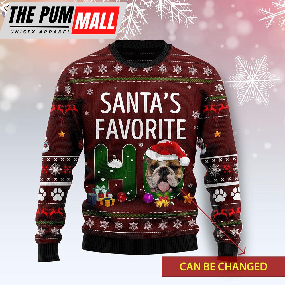 Santa‘s Favorite Ho Custom Dog Face Ugly Christmas Sweater – Dog Memorial Gift