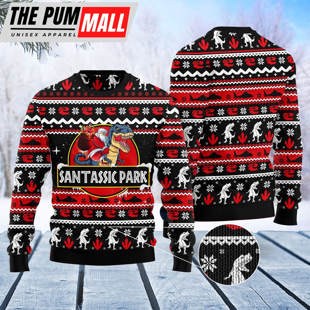santassic-park-ugly-christmas-sweater-unisex-womens-mens-gift-for-pet-lovers-70fx97pe Santassic Park Ugly Christmas Sweater Unisex Womens & Mens – Gift For Pet Lovers – Unisex Crewneck Sweater
