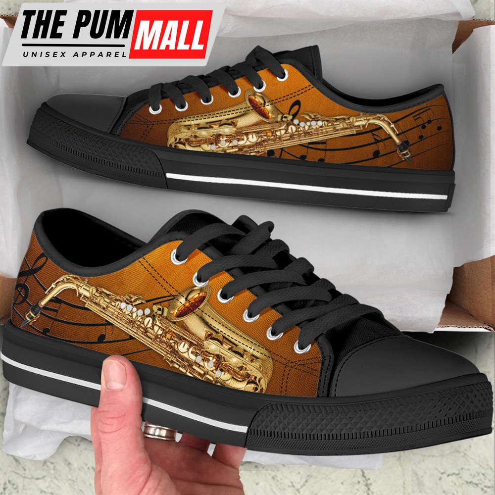 Saxophone Music Note Low Top Music Shoes Canvas Print Lowtop Fashionable Casual Shoes Gift For Adults Malalan