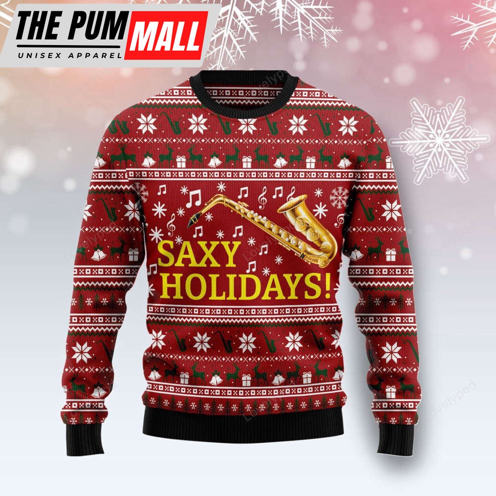 Saxy Holidays Saxophone Ugly Christmas Sweater, Christmas gift for Family