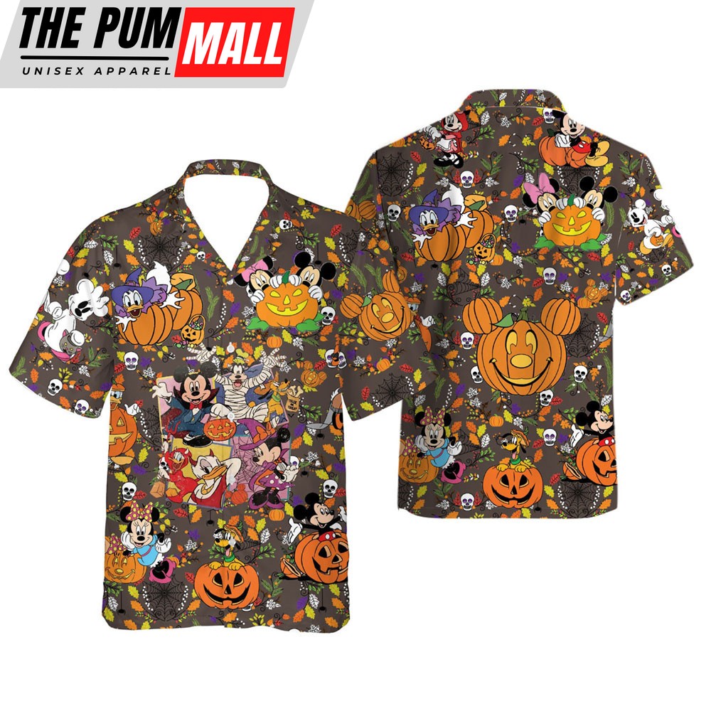 Scary Pumpkin Mickey and Friends Halloween Hawaiian Shirt