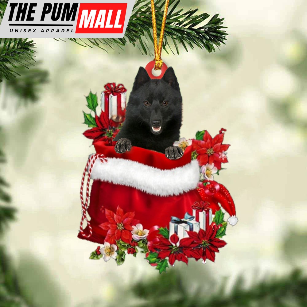 Schipperke In Gift Bag Christmas Ornament – Car Ornaments – Gift For Dog Lovers Limited Edition