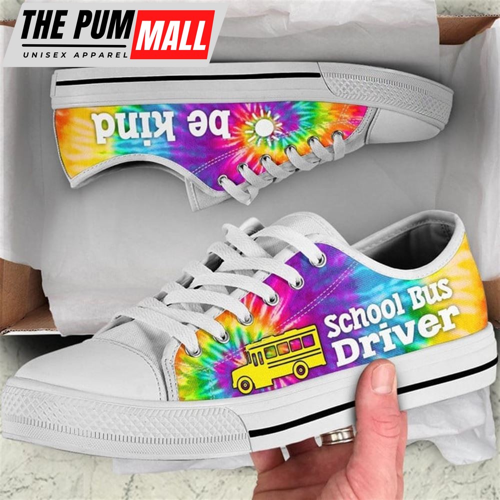 school-bus-driver-bekind-tie-dye-canvas-low-top-shoes-low-top-shoes-mens-wome-mq700fp8 School Bus Driver Bekind Tie Dye Canvas Low Top Shoes – Low Top Shoes Mens, Women