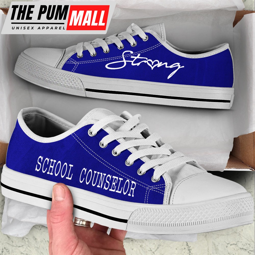 School Counselor Strong All Navy Low Top Shoes – Best Gift For Teacher, School Shoes – Best Shoes For Him Or Her