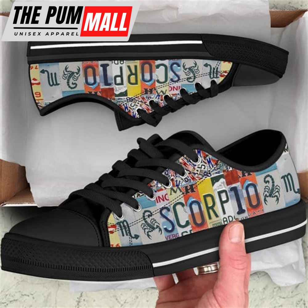 Scorpio License Plates Canvas Low Top Shoes – Low Top Shoes Mens, Women