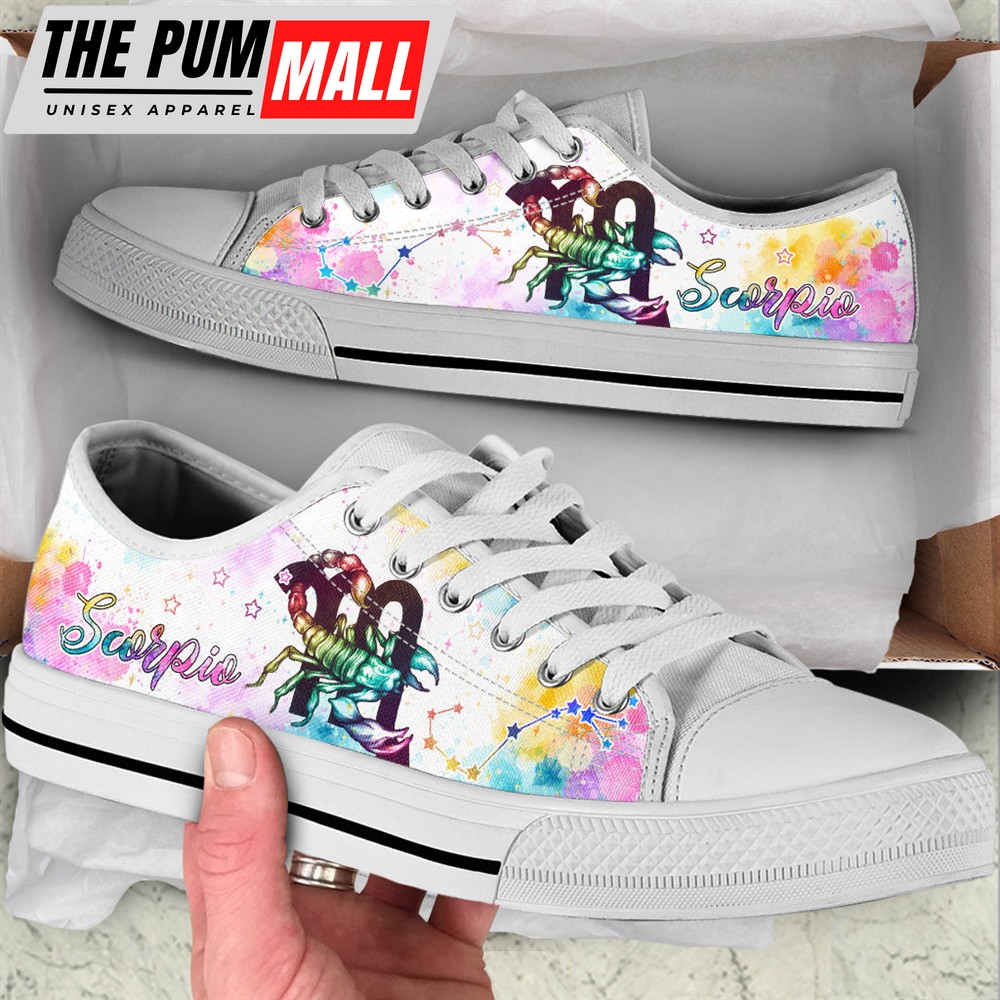 Scorpio Zodiac Watercolorful Low Top Shoes – Canvas Print Lowtop Trendy Fashion – Casual Shoes Gift For Adults