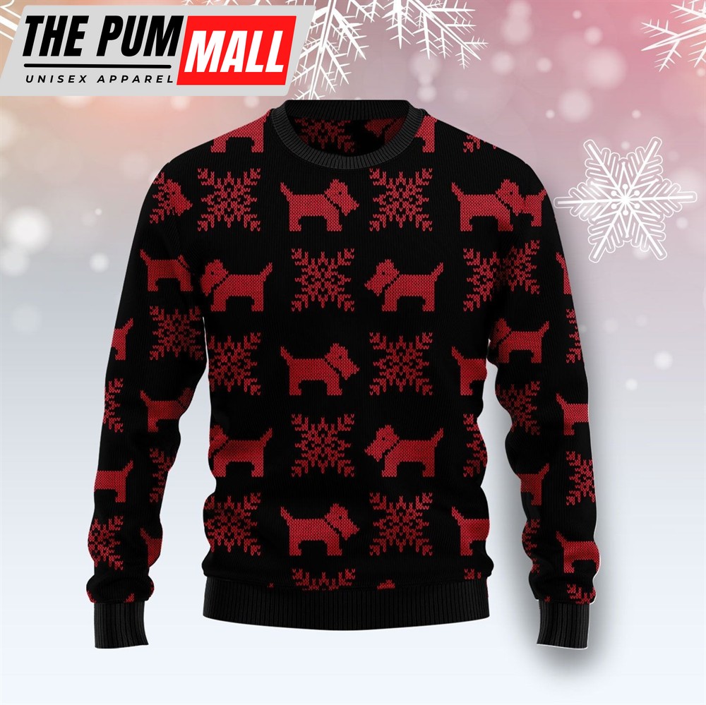 Scottish Terrier Christmas Ugly Christmas Sweater – Dog Memorial Gift – Unisex Crewneck Sweater