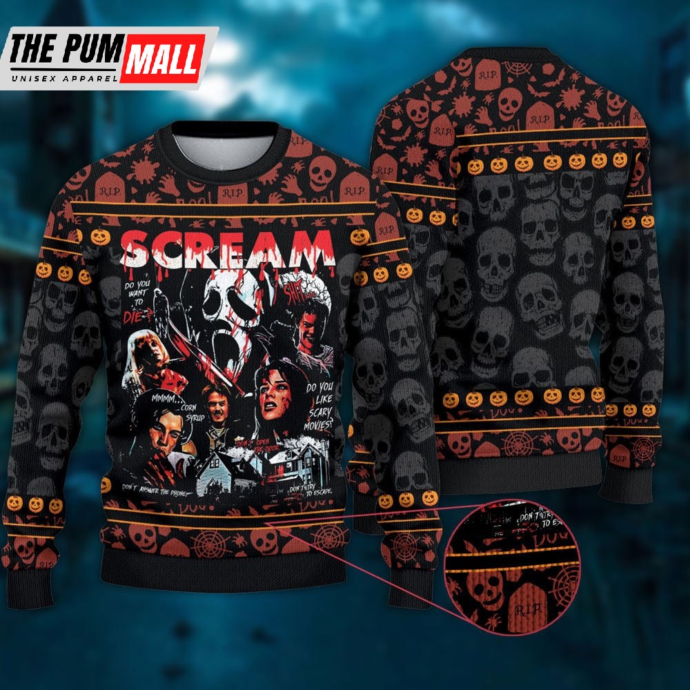 Scream Movie Characters Ugly Christmas Sweater