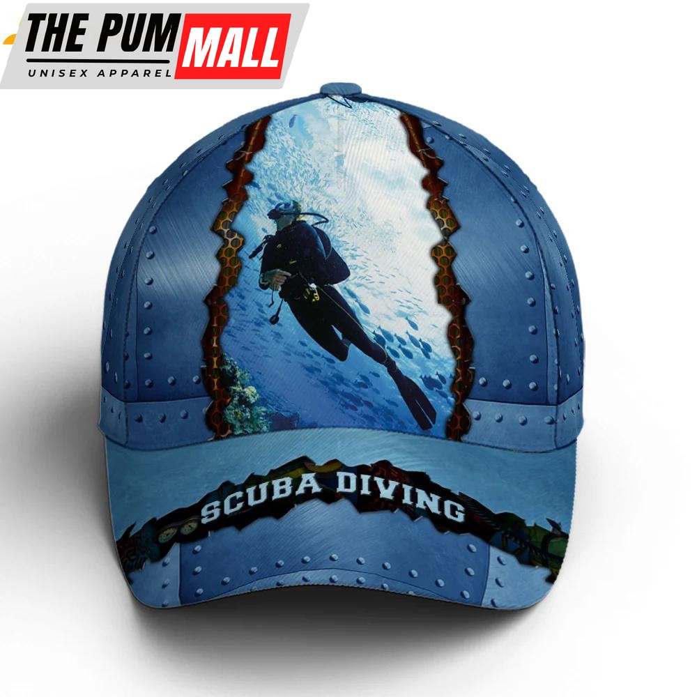 Scuba Diving Metallic Blue Classic Baseball Cap