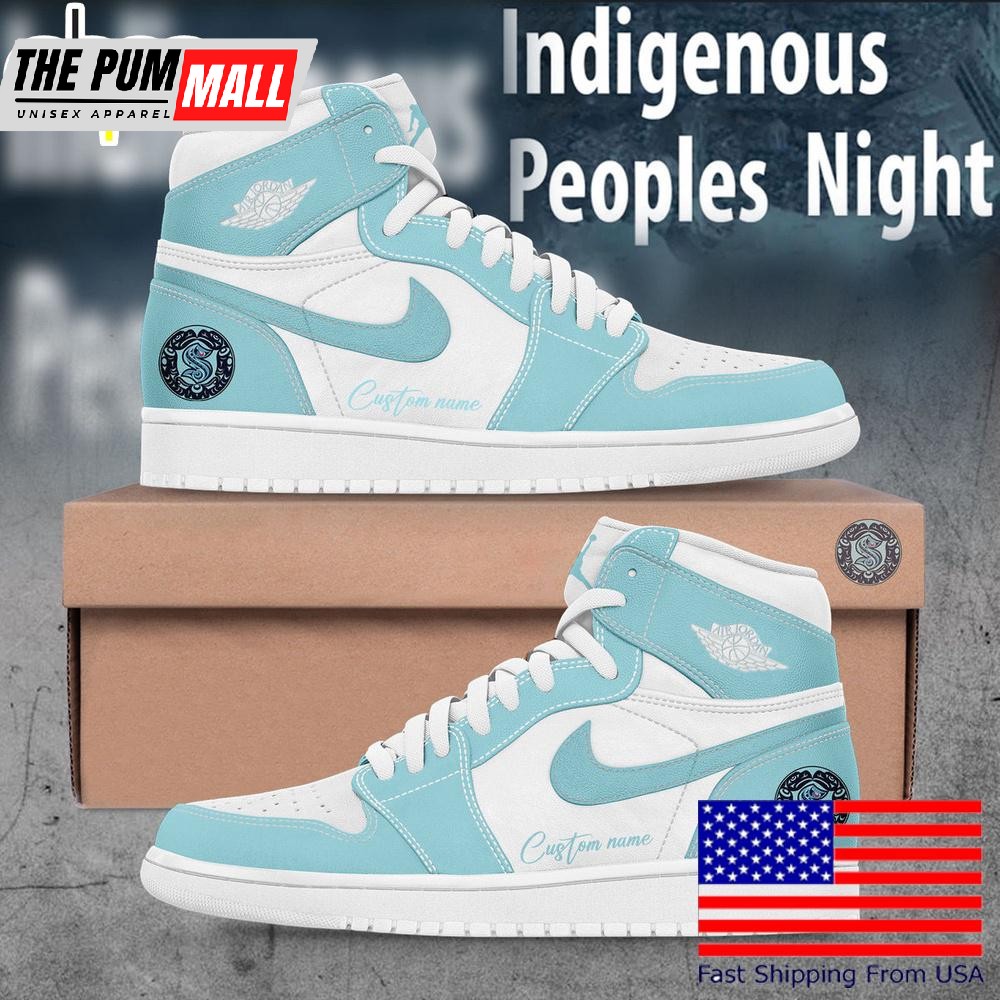 Seattle Kraken Indigenous Peoples Night Custom Name Air Jd 1 Shoes, Mens Running Shoes