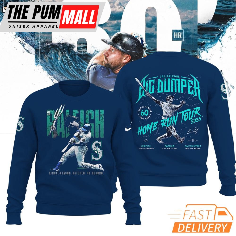 Seattle Mariners Cal Raleigh Navy Catcher Home Run Record Limited Edition Sweater