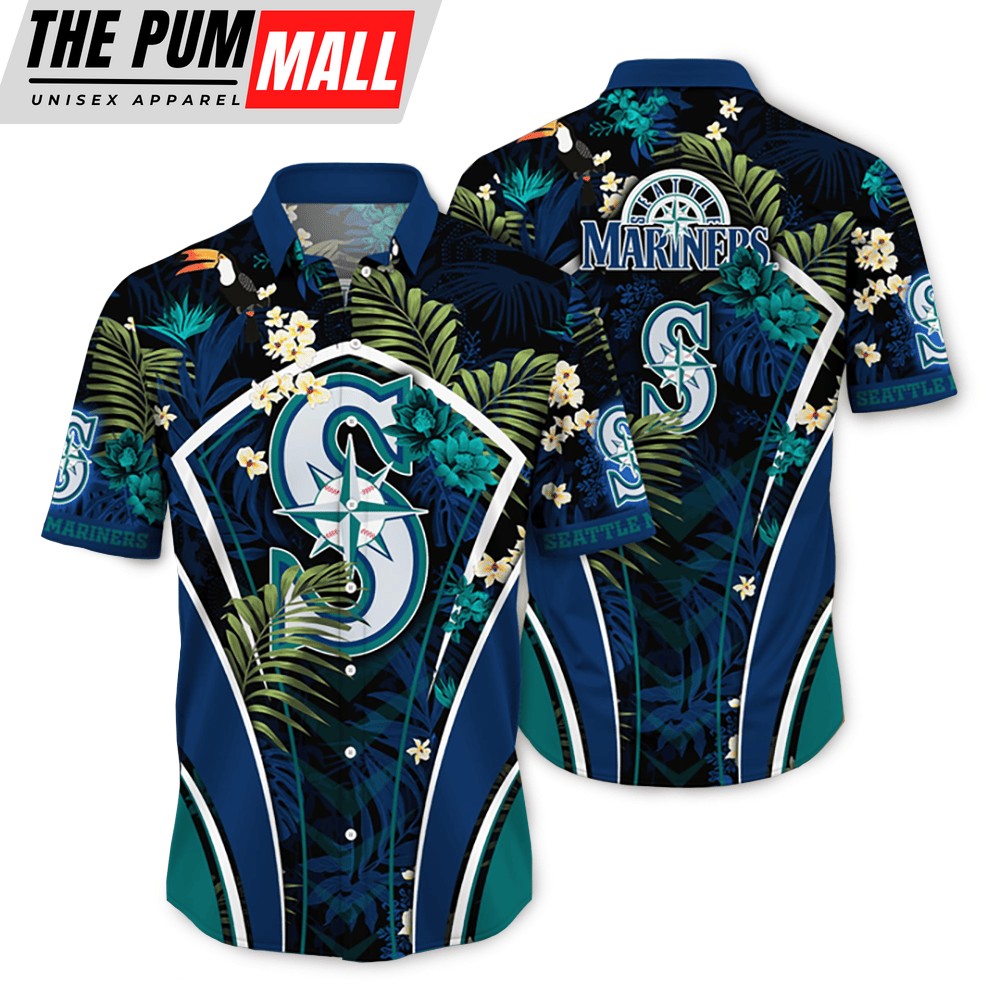 Seattle Mariners MLB Flower Tropical Hawaiian Button Down Shirt