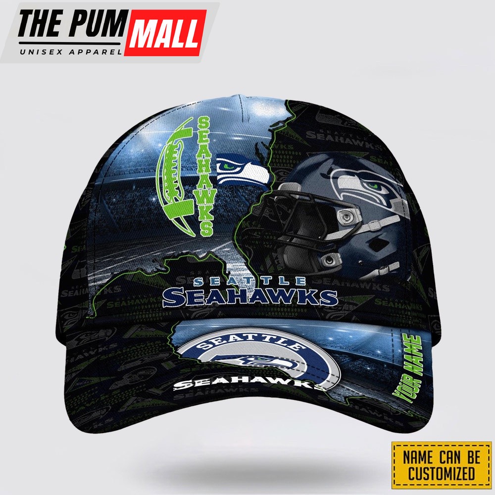 Seattle Seahawks All Over Printed Nfl Baseball Caps Custom Name Caps Gift For Football Fans