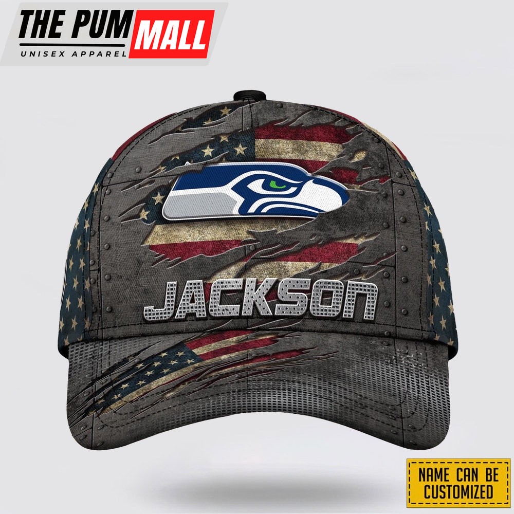 Seattle Seahawks All Over Printed Nfl Baseball Caps Custom Name Caps Limited Edition Gift